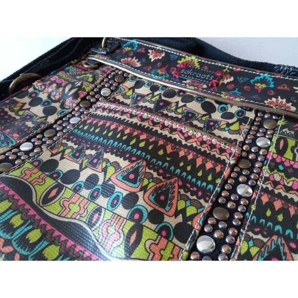 Sakroots Artist Circle One World Boho Multi-Pocket Crossbody Bag EUC - Picture 2 of 16